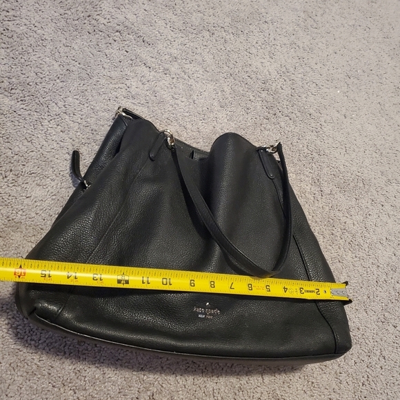 Kate Spade Black Pebbled Leather Tote Bag With Triple Compartments - Picture 15 of 16